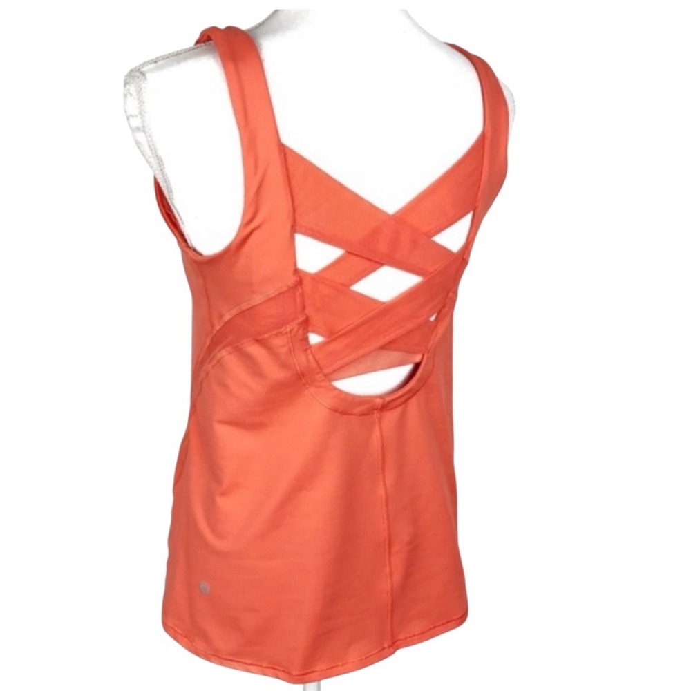 LULULEMON Rise & Fold coral criss cross mesh strap tank top size 6 - Picture 4 of 10